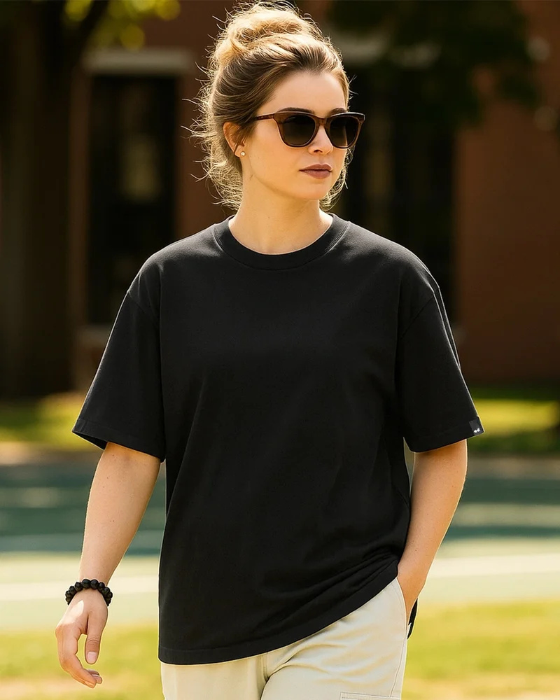 bewakoof Women's Jet Black Oversized T-shirt